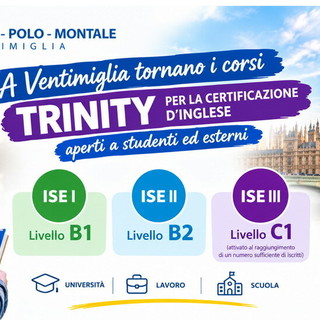 A Ventimiglia tornano i corsi Trinity per certificare l'inglese: iscrizioni aperte fino al 30 ottobre