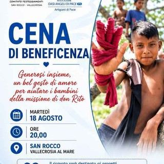 Vallecrosia al Mare, cena di beneficenza per i bambini della missione di don Rito: l'appello di San Rocco e Oasi Angeli di Pace